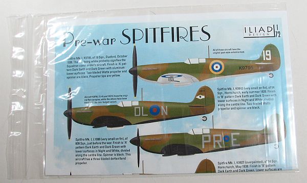 Internet Modeler Iliad Designs 1 72 Pre War Spitfires Decals