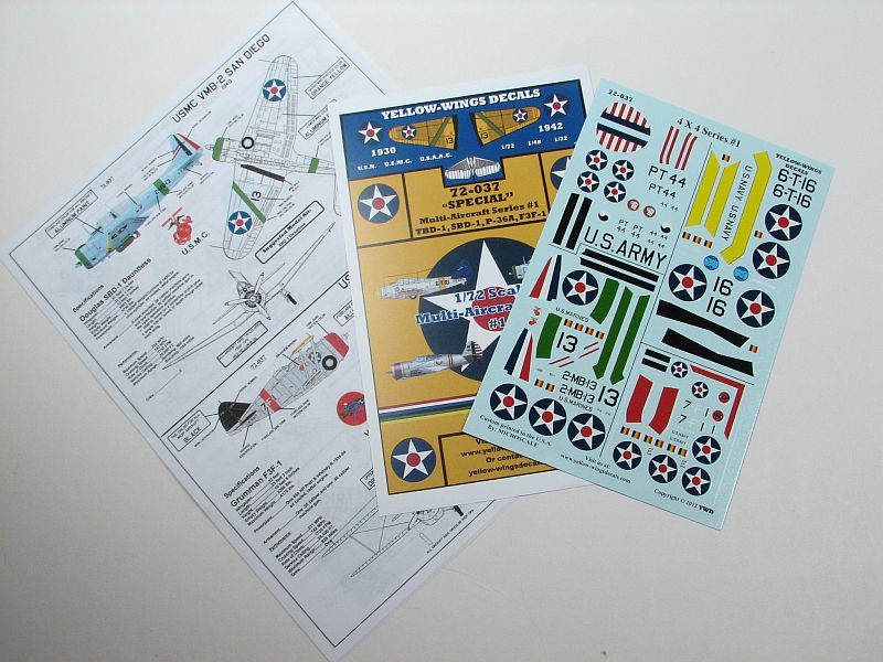 Internet Modeler Yellow-Wings Decals 1/72 Multi-Aircraft Series #1